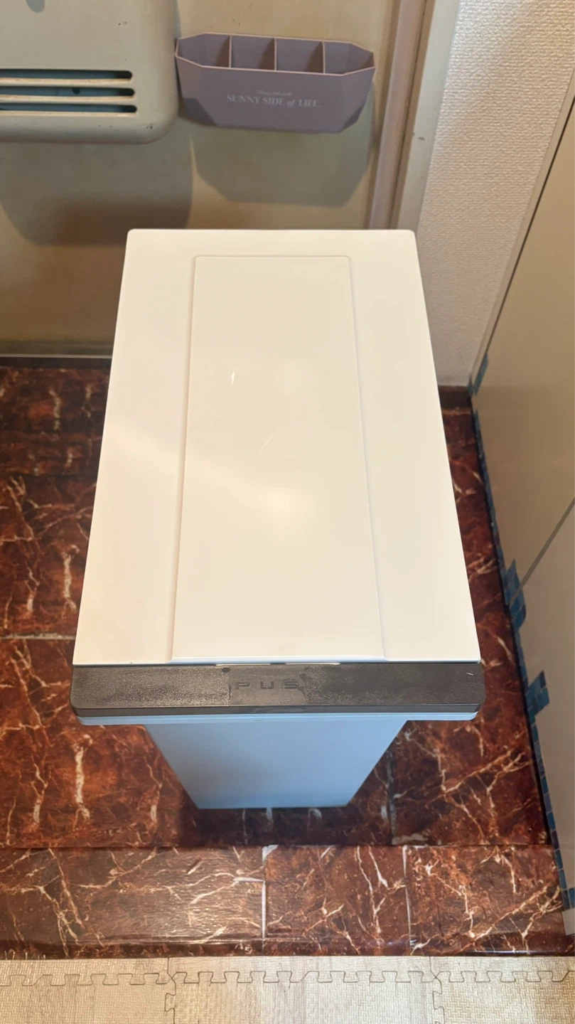 プッシュ式 ゴミ箱 ブラウン