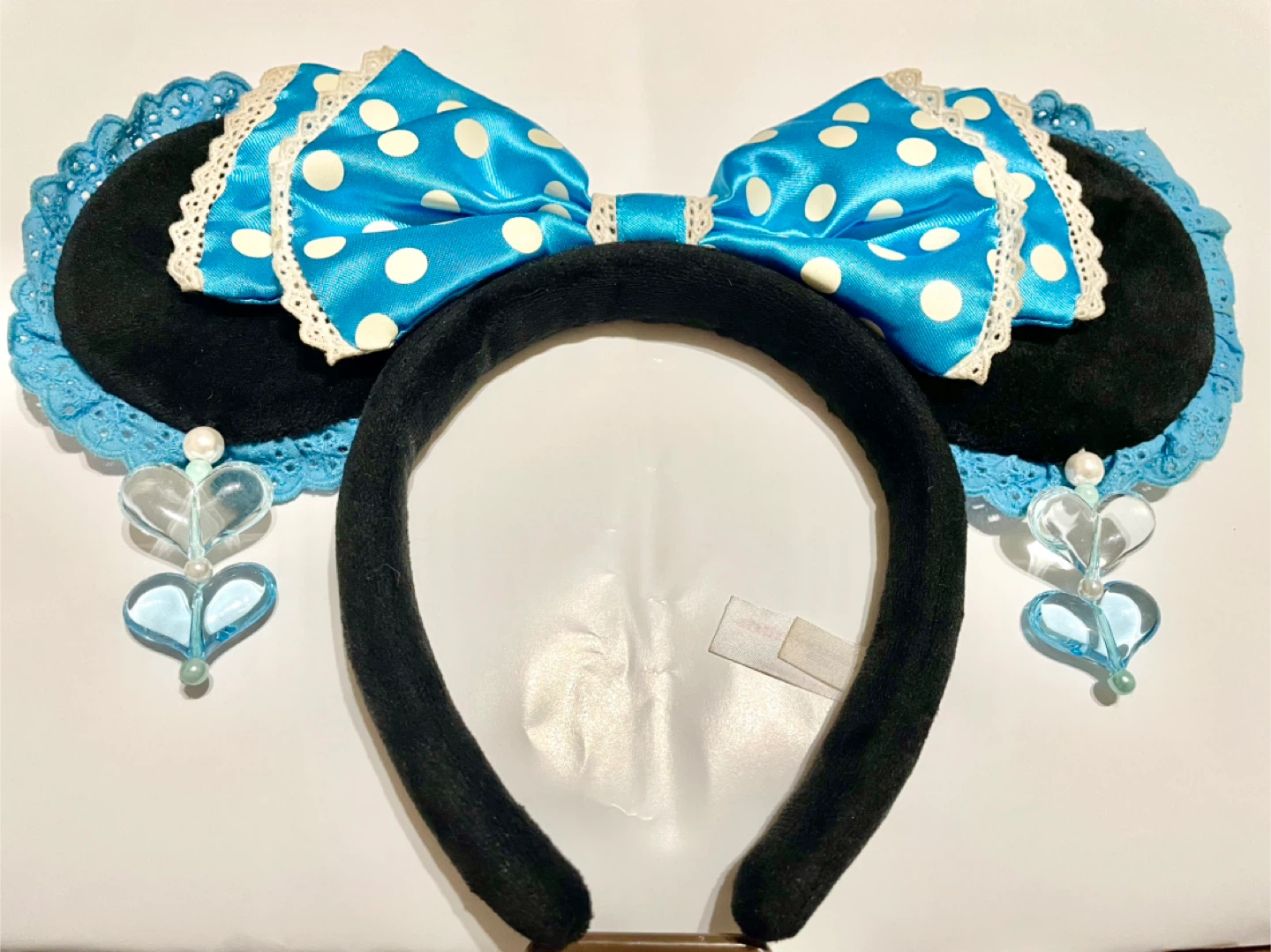 ディズニー カチューシャ イヤリング 水色 水玉 ミニー