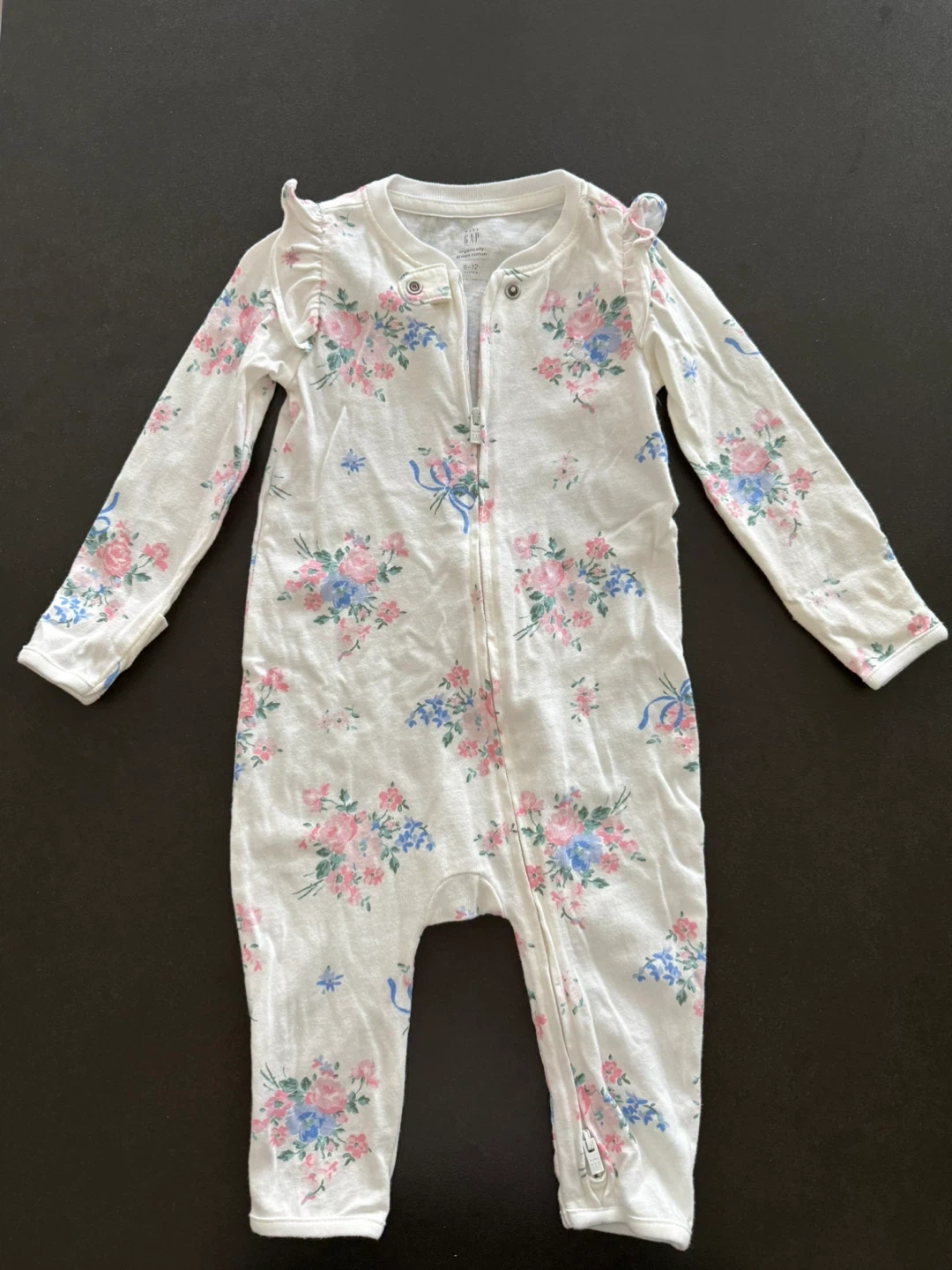 【ほぼ未使用】👶GAP 薄手ロンパース(チャック式)花柄 6-12ヶ月