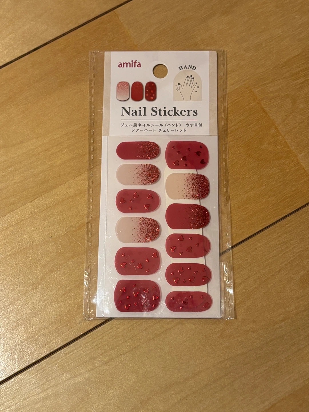 【購入者プレゼント🎁】ジェル風ネイルシール ハンド チェリーレッド