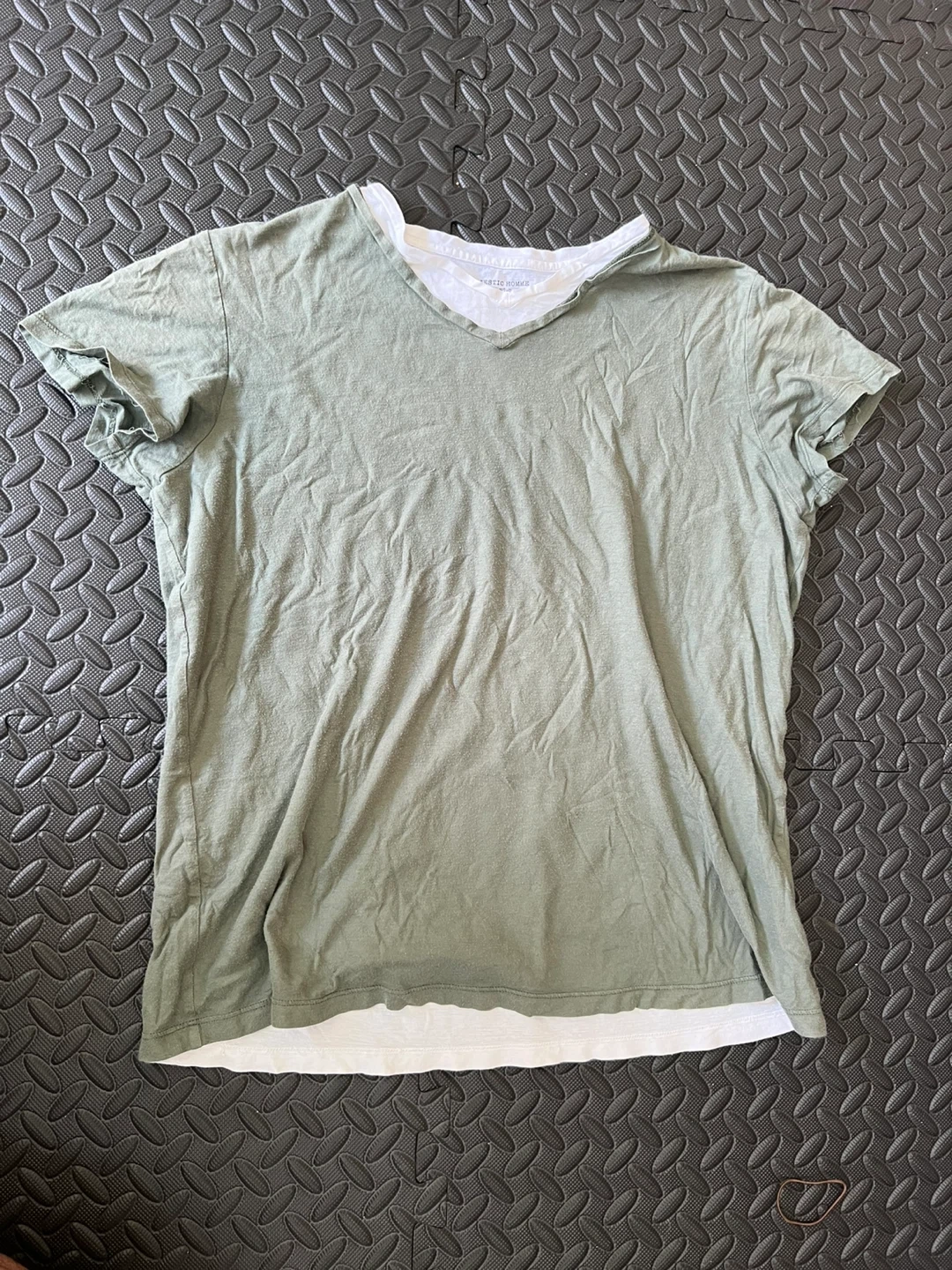 マジェスティックオム レイヤードTシャツ カーキ M
