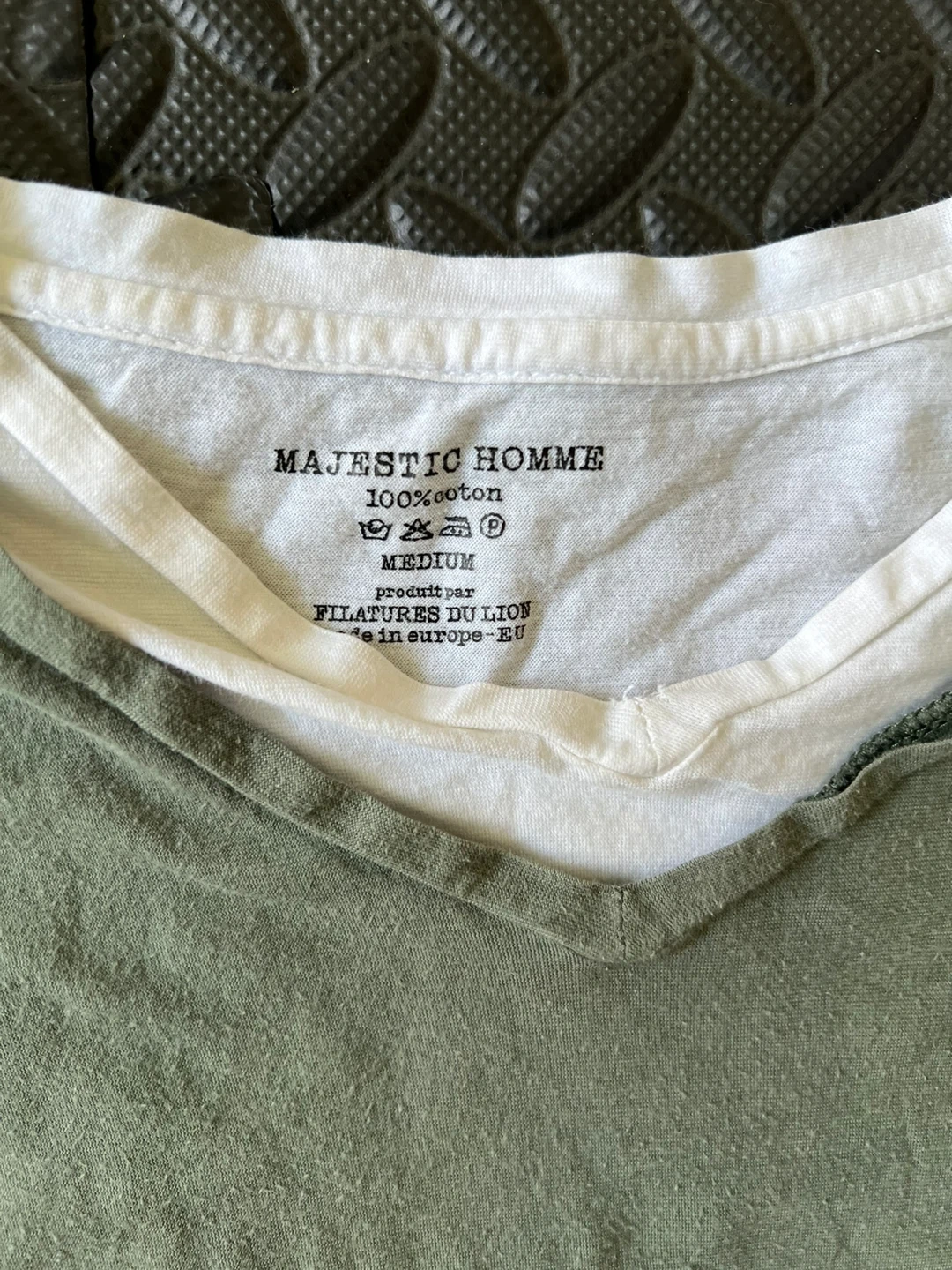 マジェスティックオム レイヤードTシャツ カーキ Mの写真2枚目