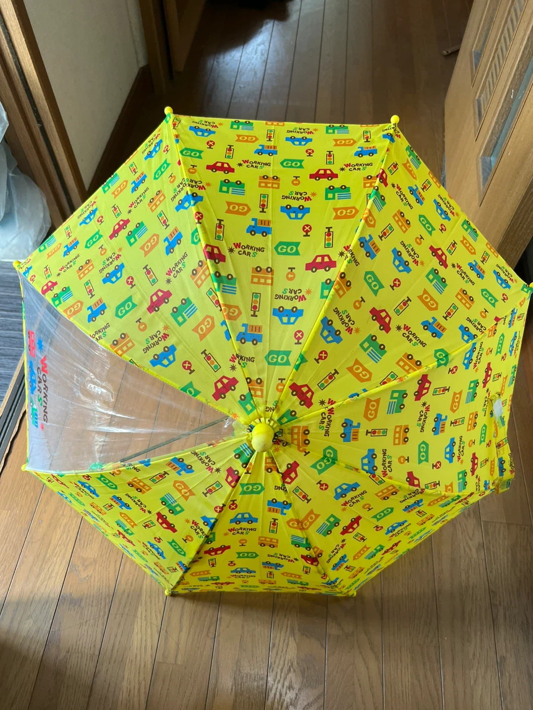 キッズ用傘 40cm 乗り物柄 黄色の写真4枚目