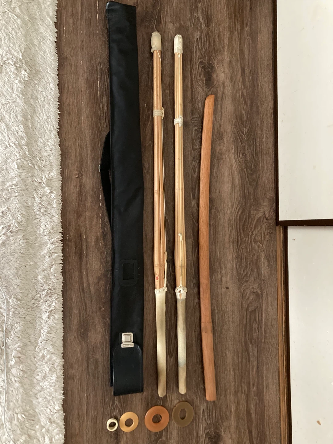 剣道 竹刀 2本セット 木刀 鍔 ケース付きの写真2枚目