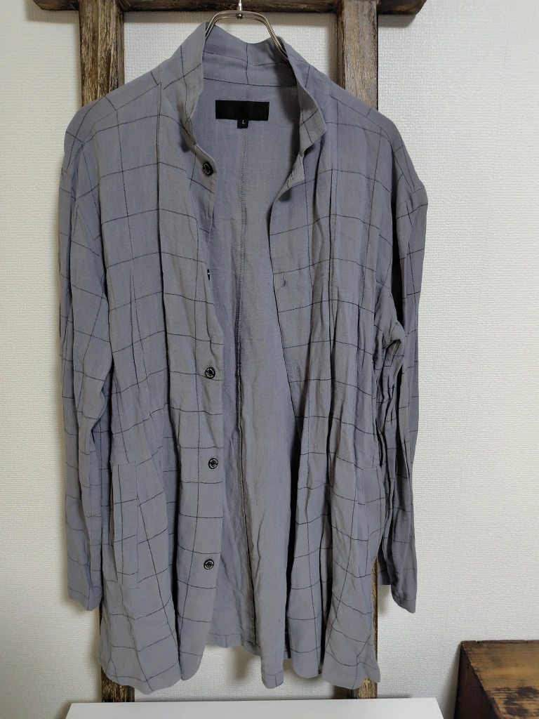 チェック柄 ロングシャツ グレー Lサイズ