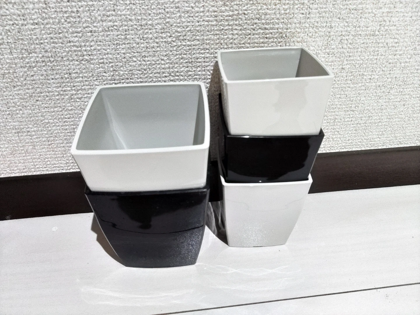 植木鉢 スクエア 3号×3、3.5号×2= 5個セット