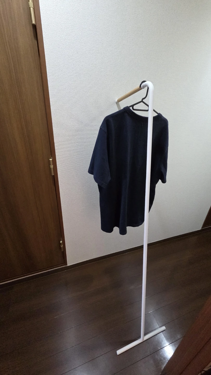 ポールハンガー ホワイト×木目調の写真2枚目