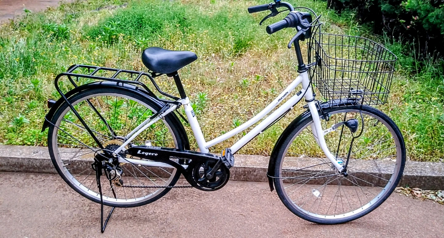 丸石自転車 白26インチ6段変速