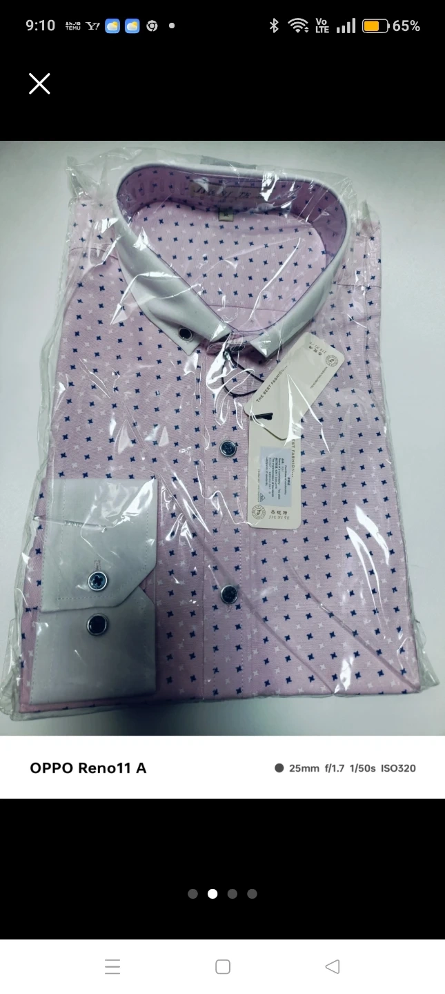 メンズ 長袖シャツ ピンク ドット柄 新品の写真2枚目