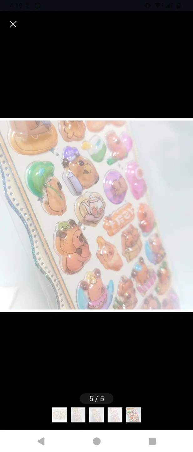 新品◎カピバラ4枚セール◎ウォーターシール◎ぷくぷくステッカー◎海外製の写真5枚目