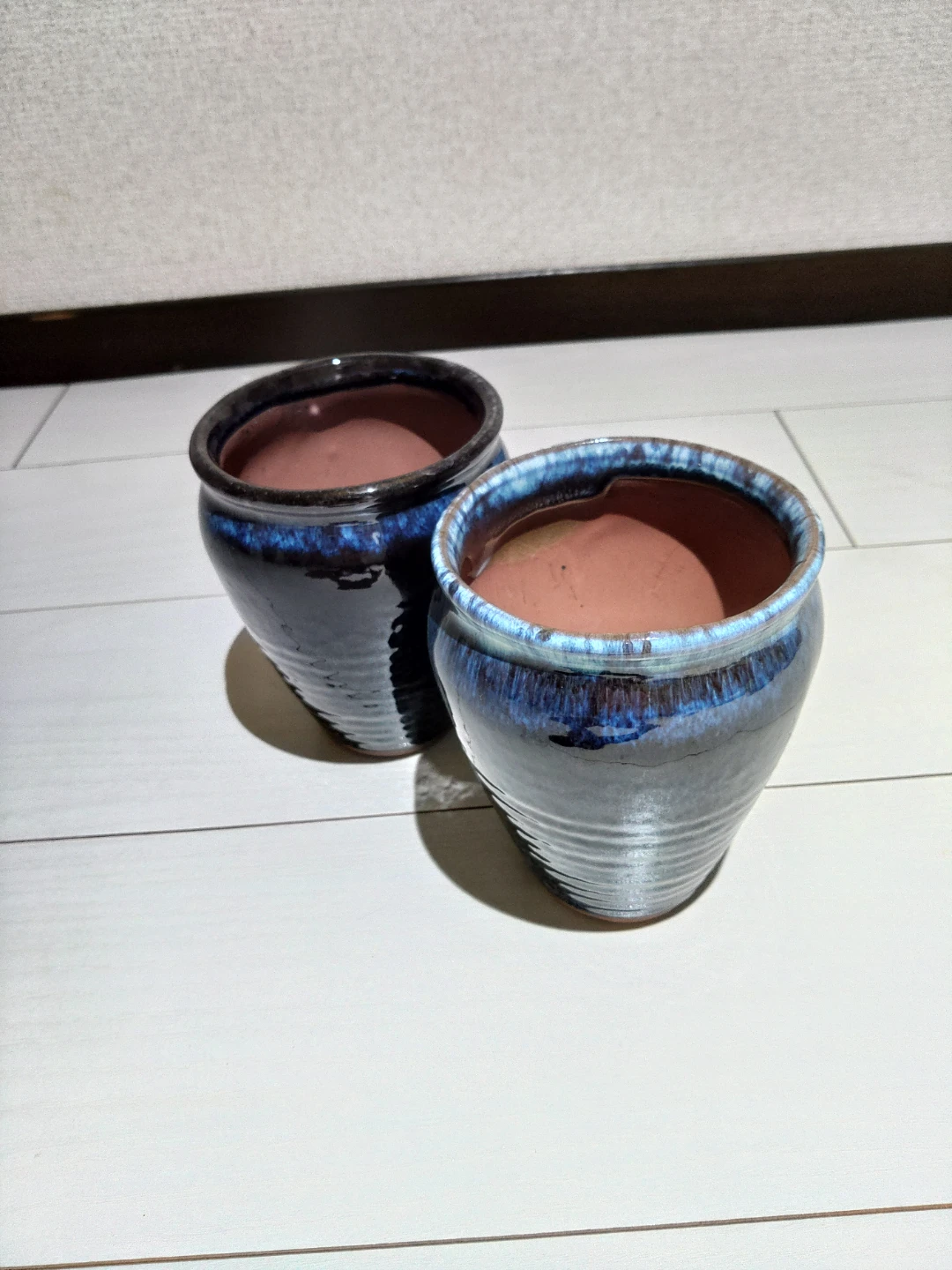 植木鉢 2個セット 藍色 陶器