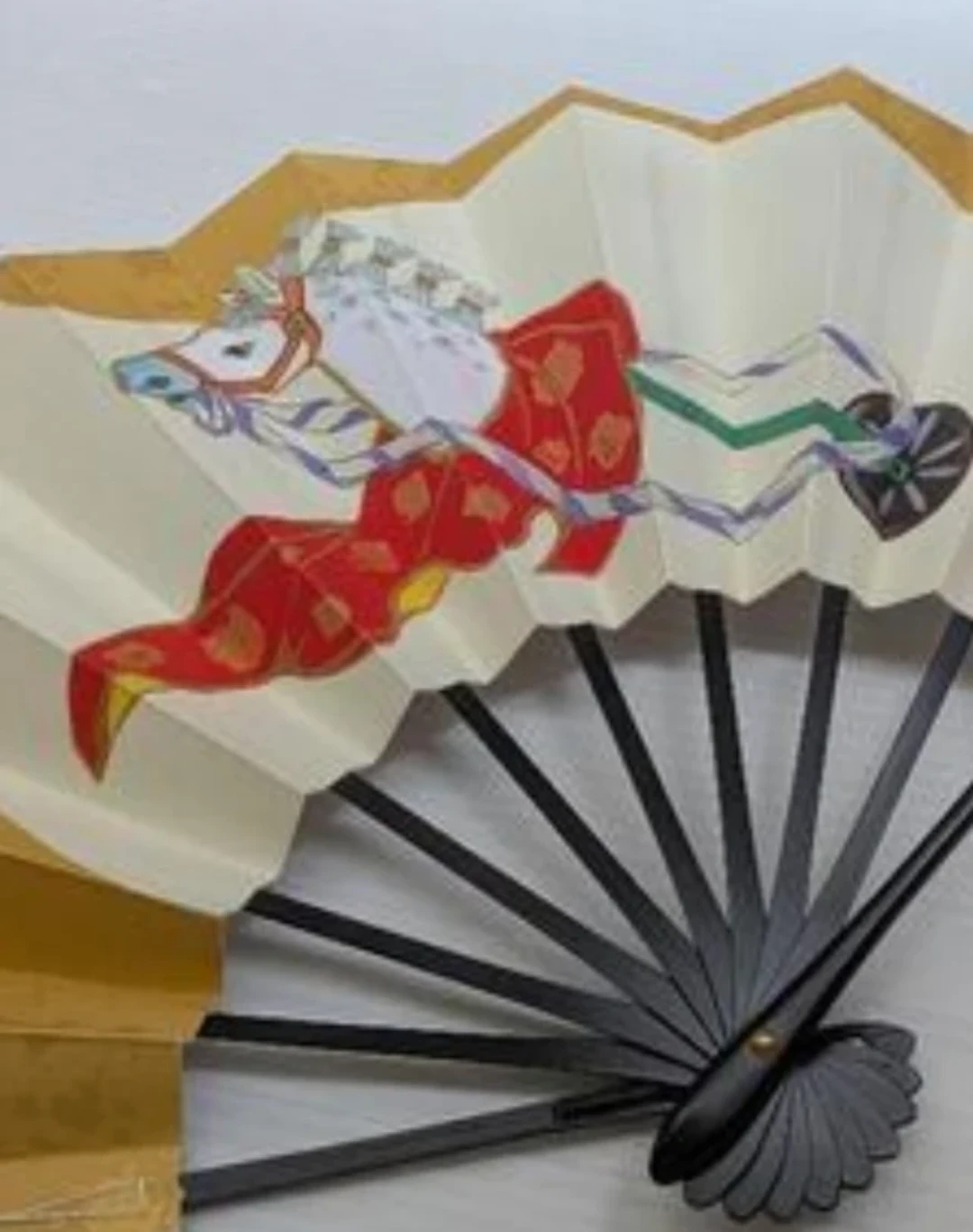 伝統工芸品！新品未使用老舗小丸屋住井 京扇子 扇子 馬柄 箱付きの写真2枚目