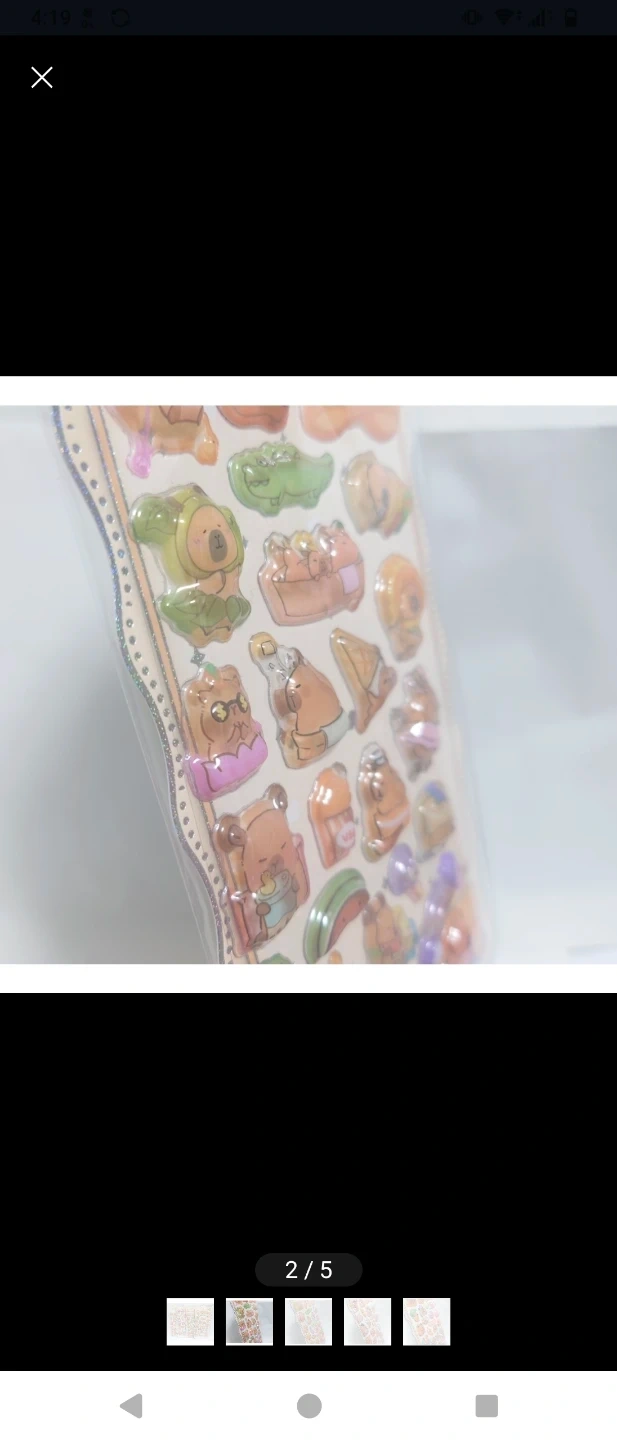 新品◎カピバラ4枚セール◎ウォーターシール◎ぷくぷくステッカー◎海外製の写真2枚目