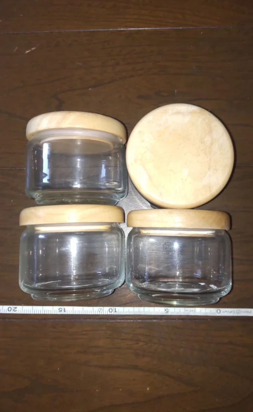 木製蓋 ガラスキャニスター 4個セット