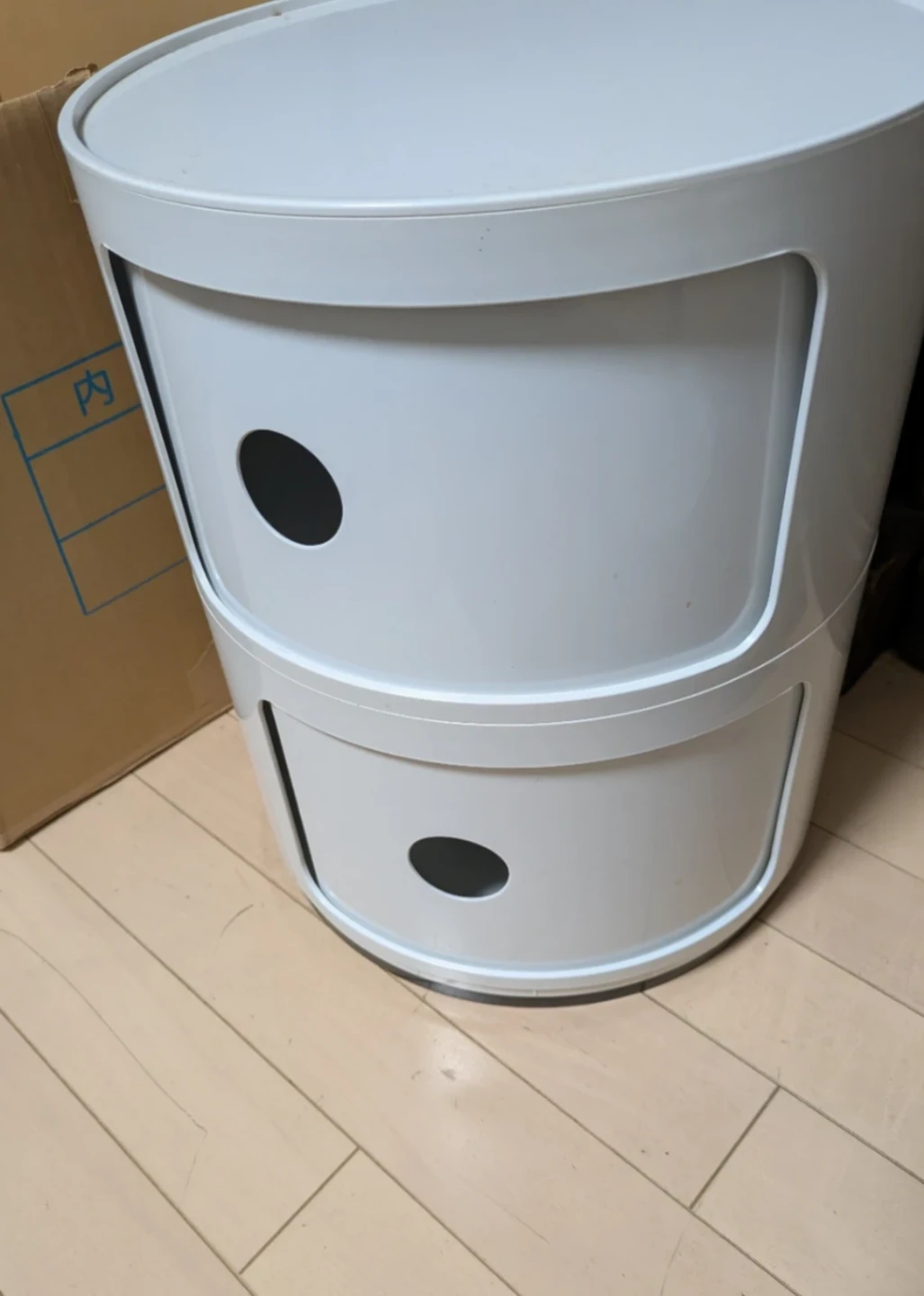 円形収納キャビネット 2段 ホワイト