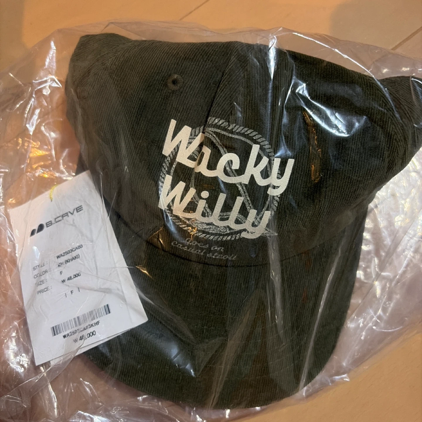 新品未使用 日本未発売 Wacky Willyコーデュロイ キャップ カーキの写真4枚目