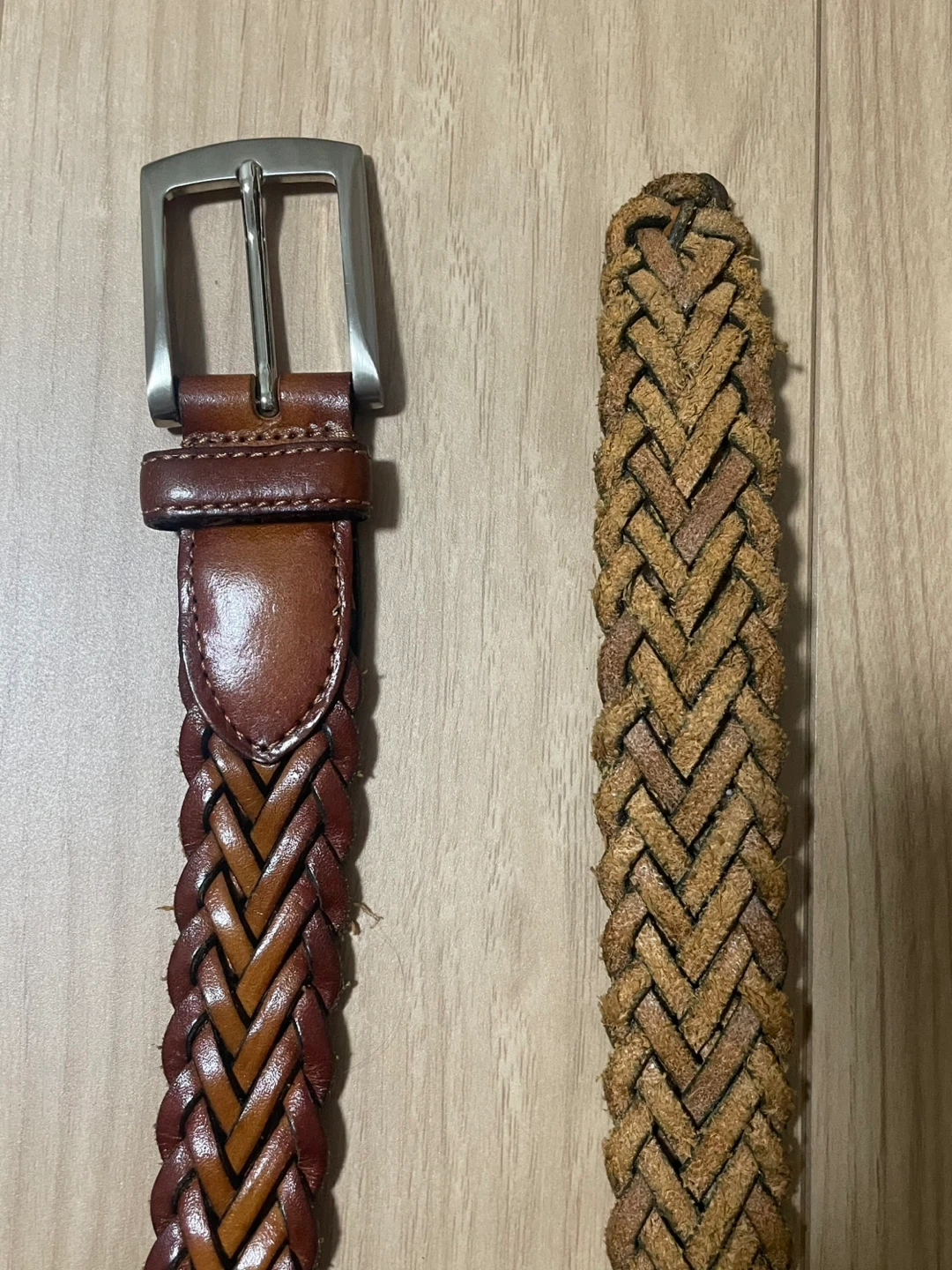 編み込みレザーベルト ブラウン Lサイズ(中古)の写真2枚目