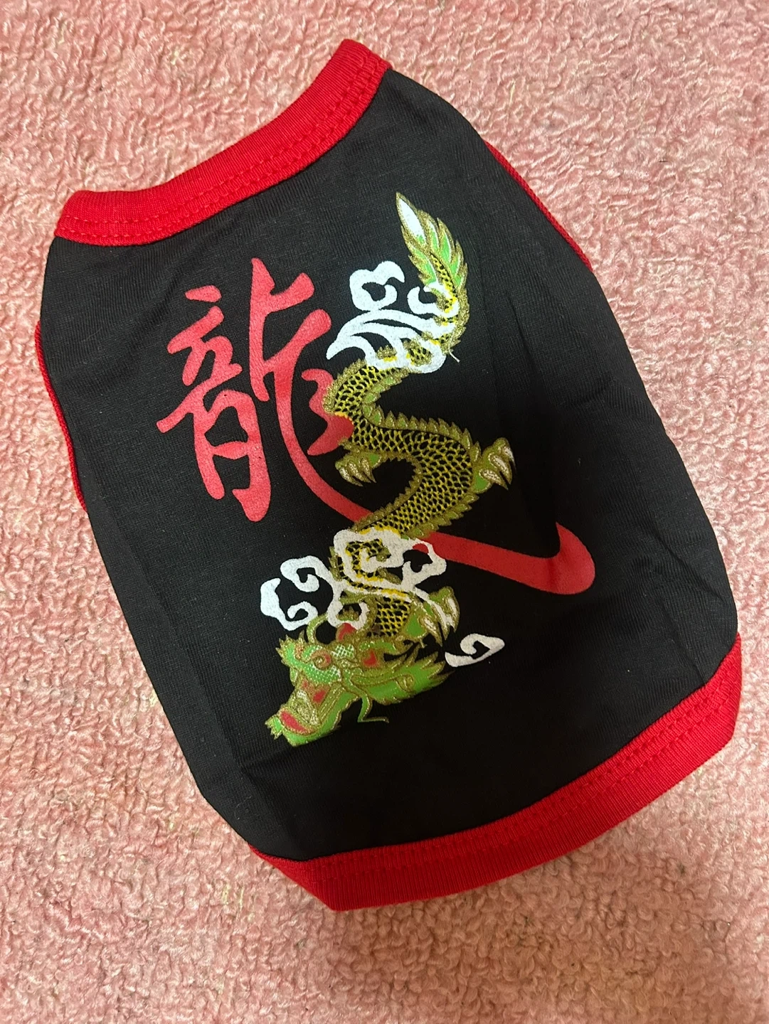 ペットウェア 龍柄 タンク トップ XSサイズ 黒 赤