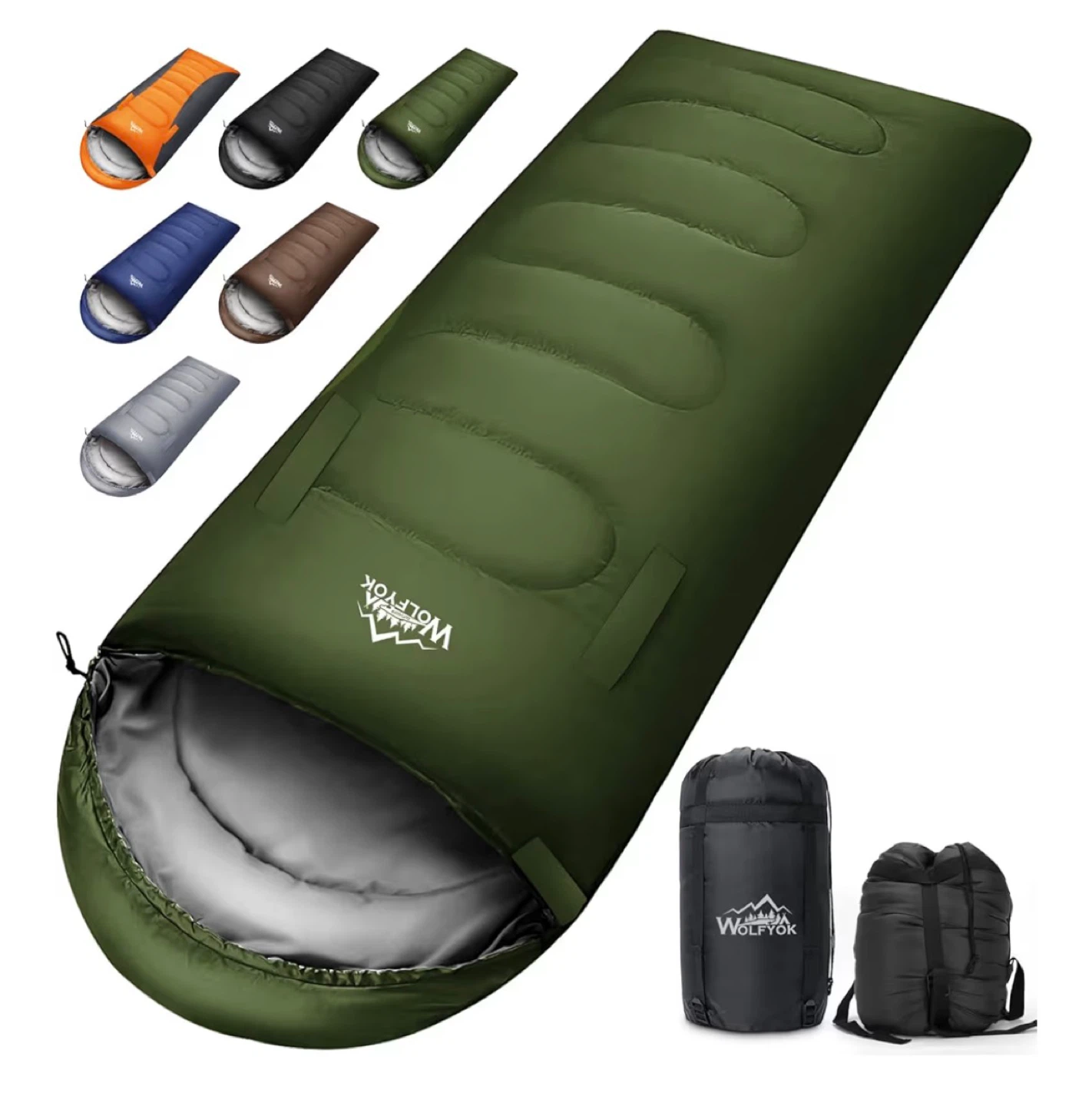 【新品】Wolfyok 4in1 寝袋 カーキ 1.8kg 秋冬用の写真2枚目
