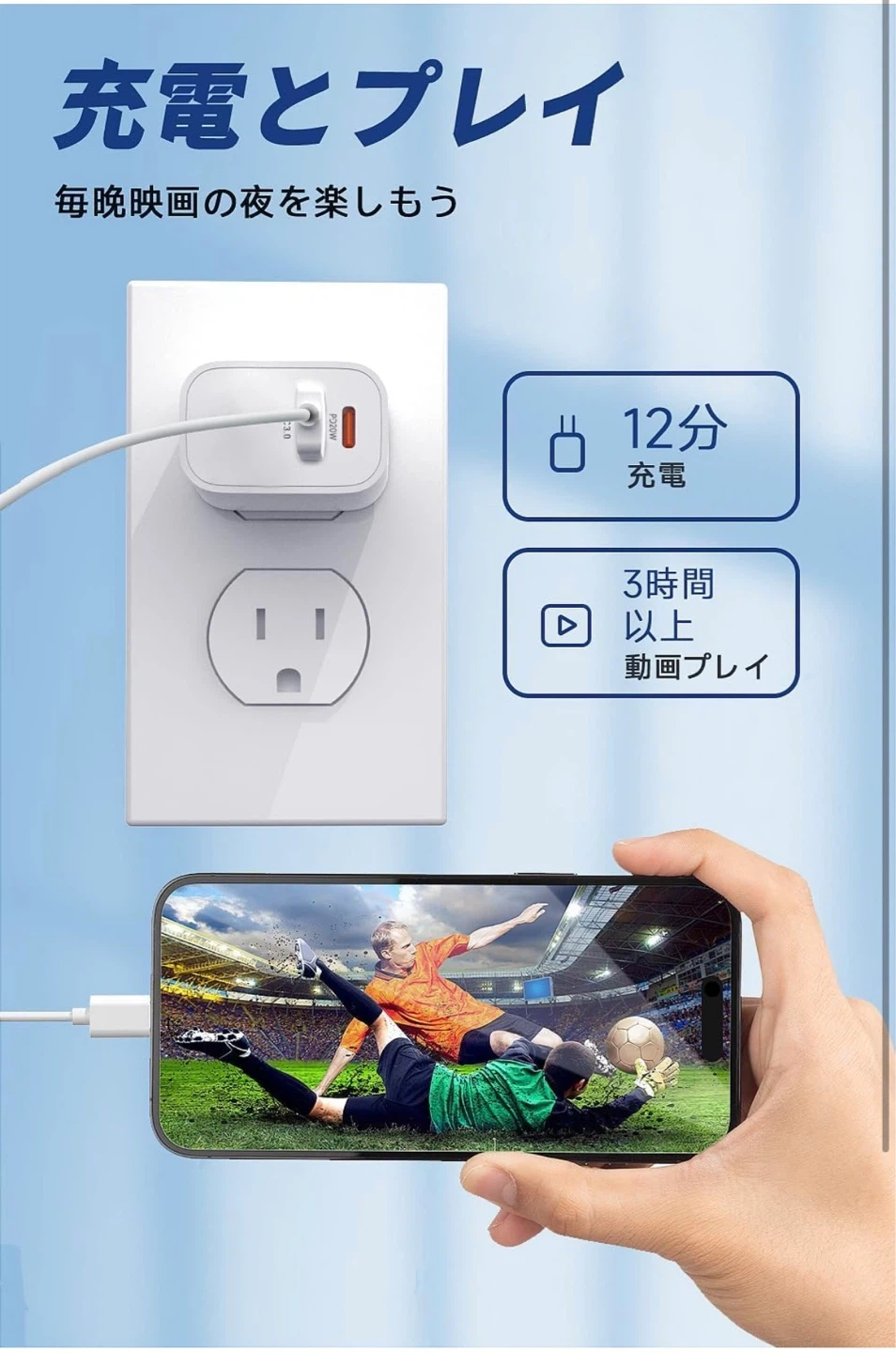 20W 急速充電器 2ポート USB Type-C 充電ケーブルの写真6枚目