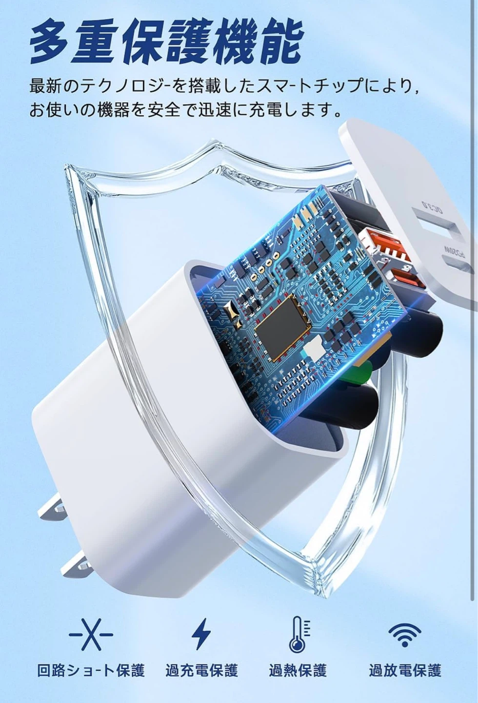 20W 急速充電器 2ポート USB Type-C 充電ケーブルの写真4枚目