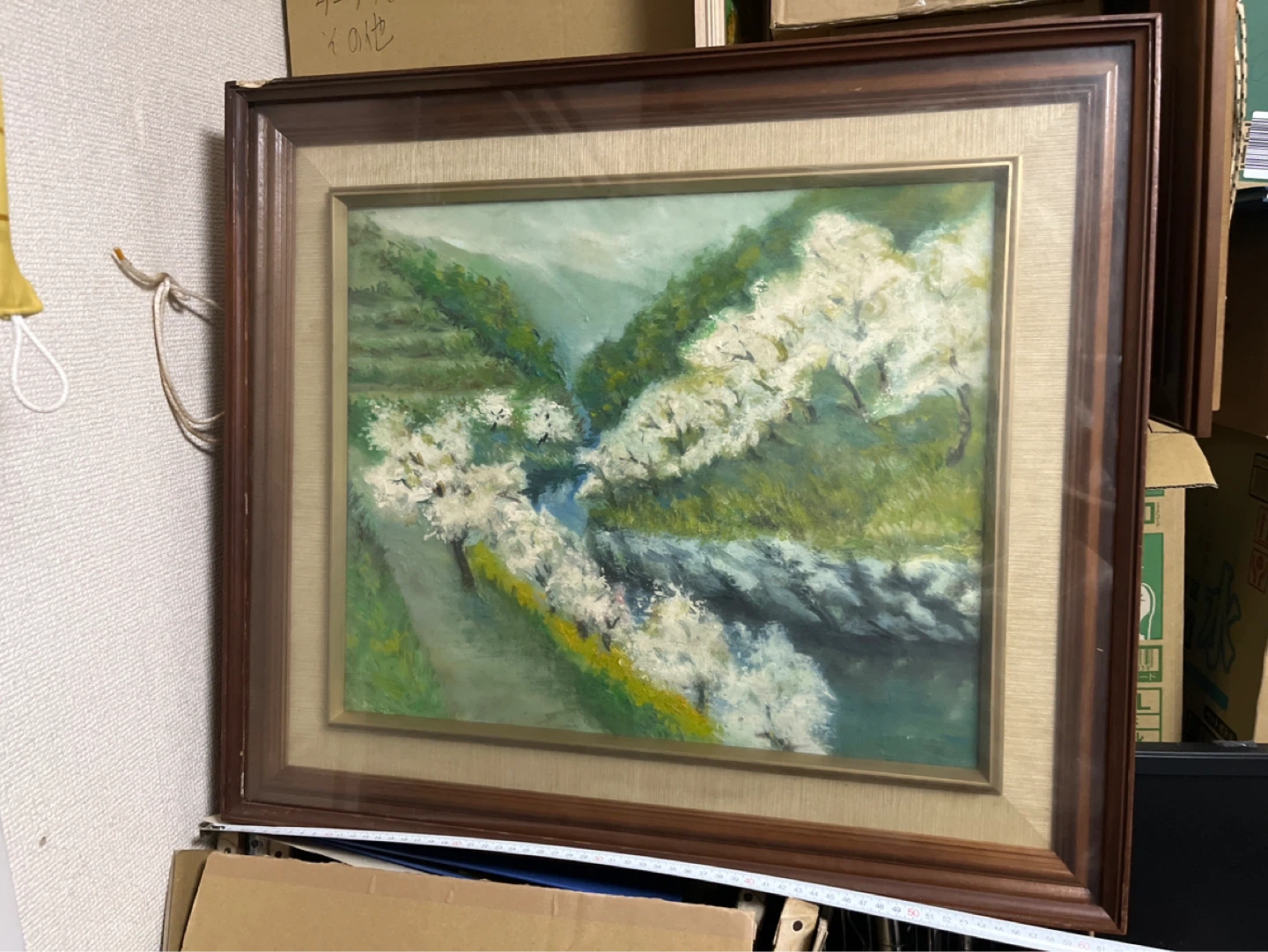 風景画 油絵 桜 山間部 絵画の写真2枚目