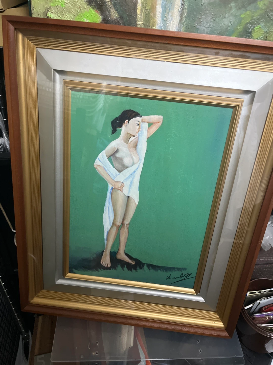 油絵 人物画 額装付き