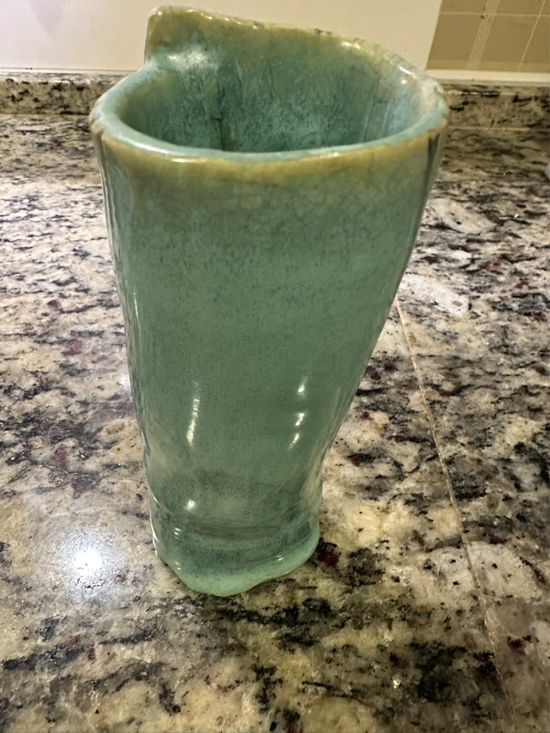 手作り 陶器 花瓶 一輪挿し グリーン