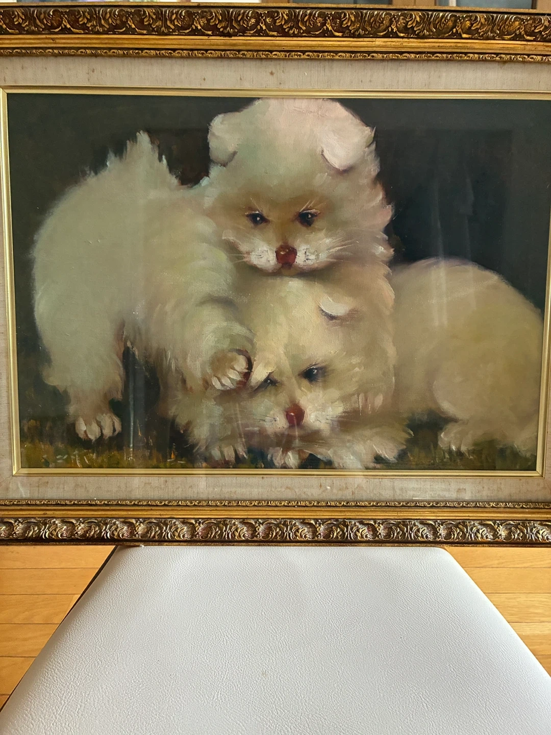 子猫油絵 額縁入りの写真4枚目
