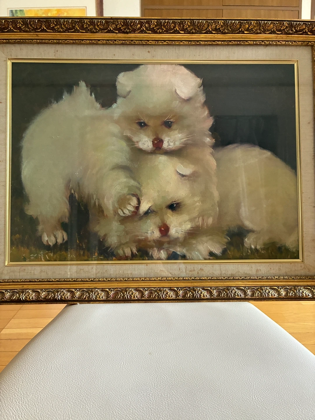 子猫油絵 額縁入りの写真2枚目