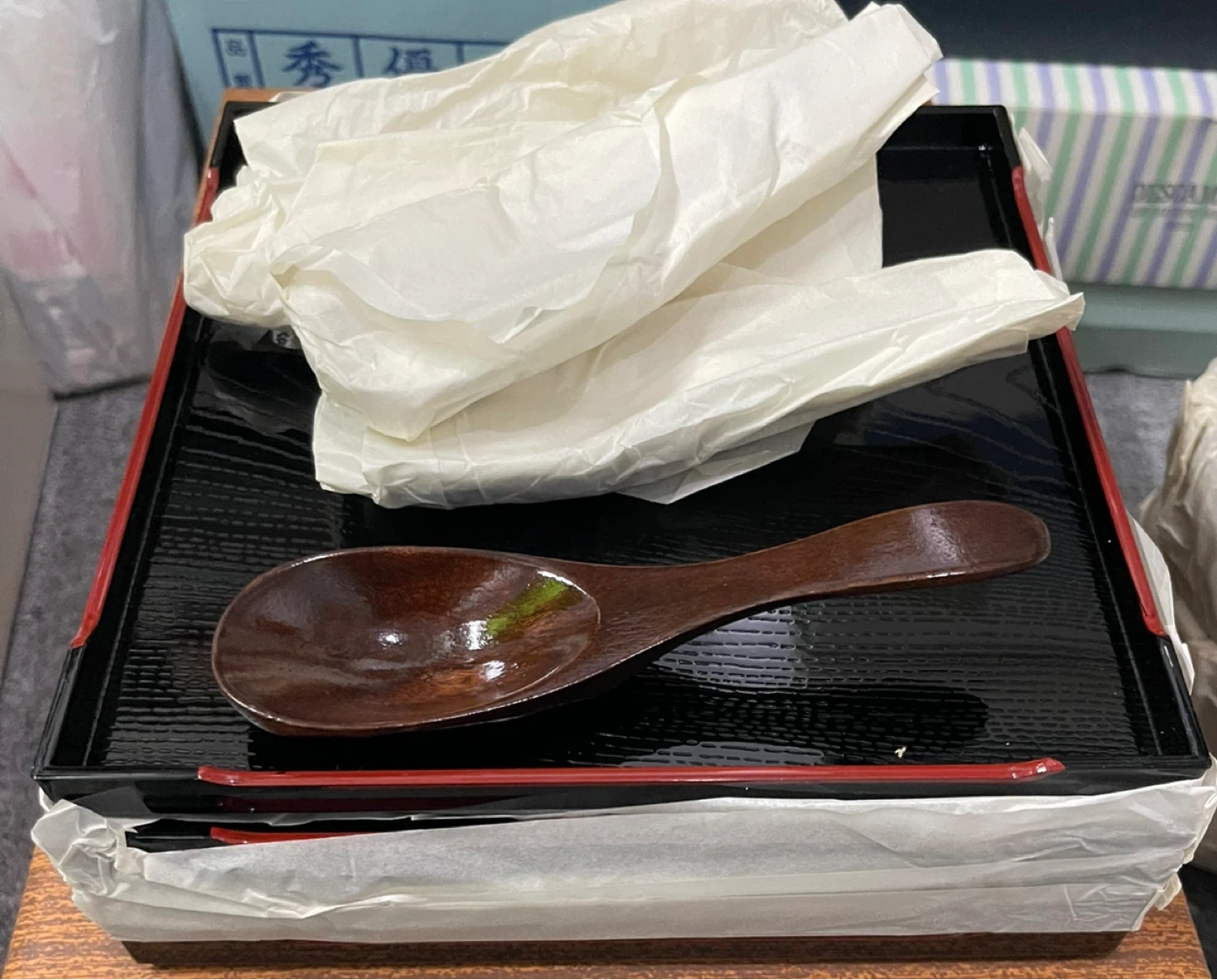 大和漆器工芸 お椀 大小5個ずつ 盆 レンゲ 5つ 全20個の写真7枚目