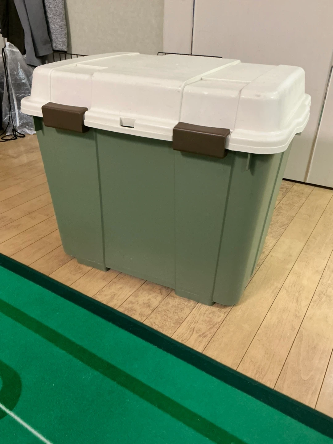 収納コンテナボックス カーキ×ホワイト