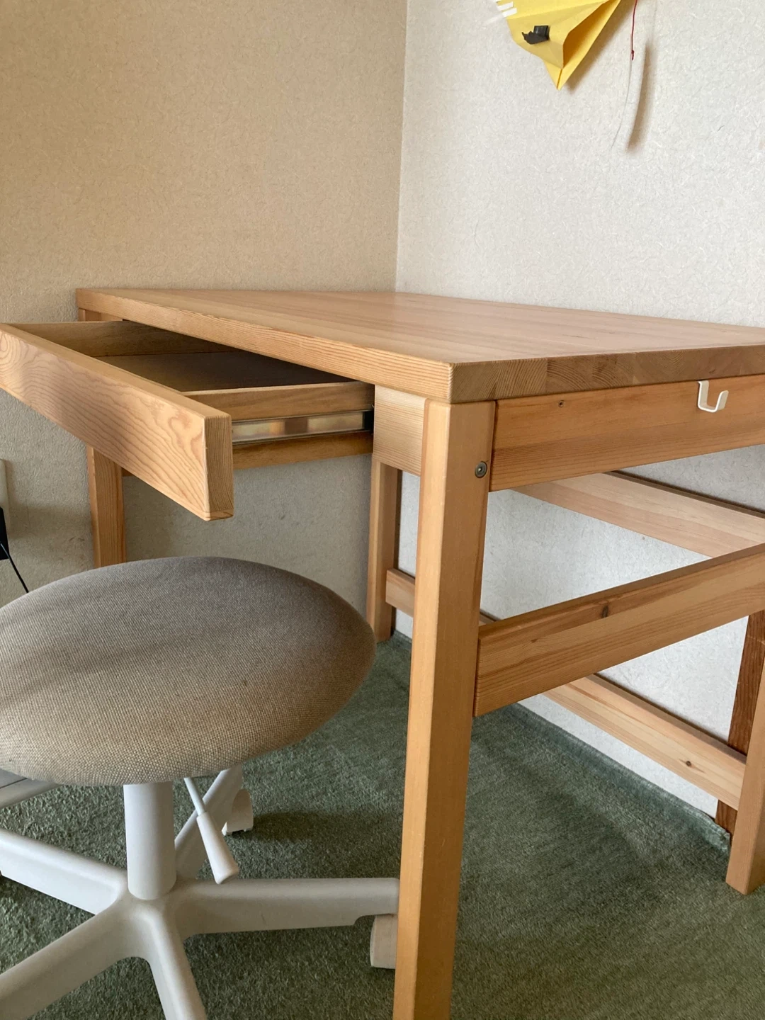 木製デスク 引き出し付き ナチュラル