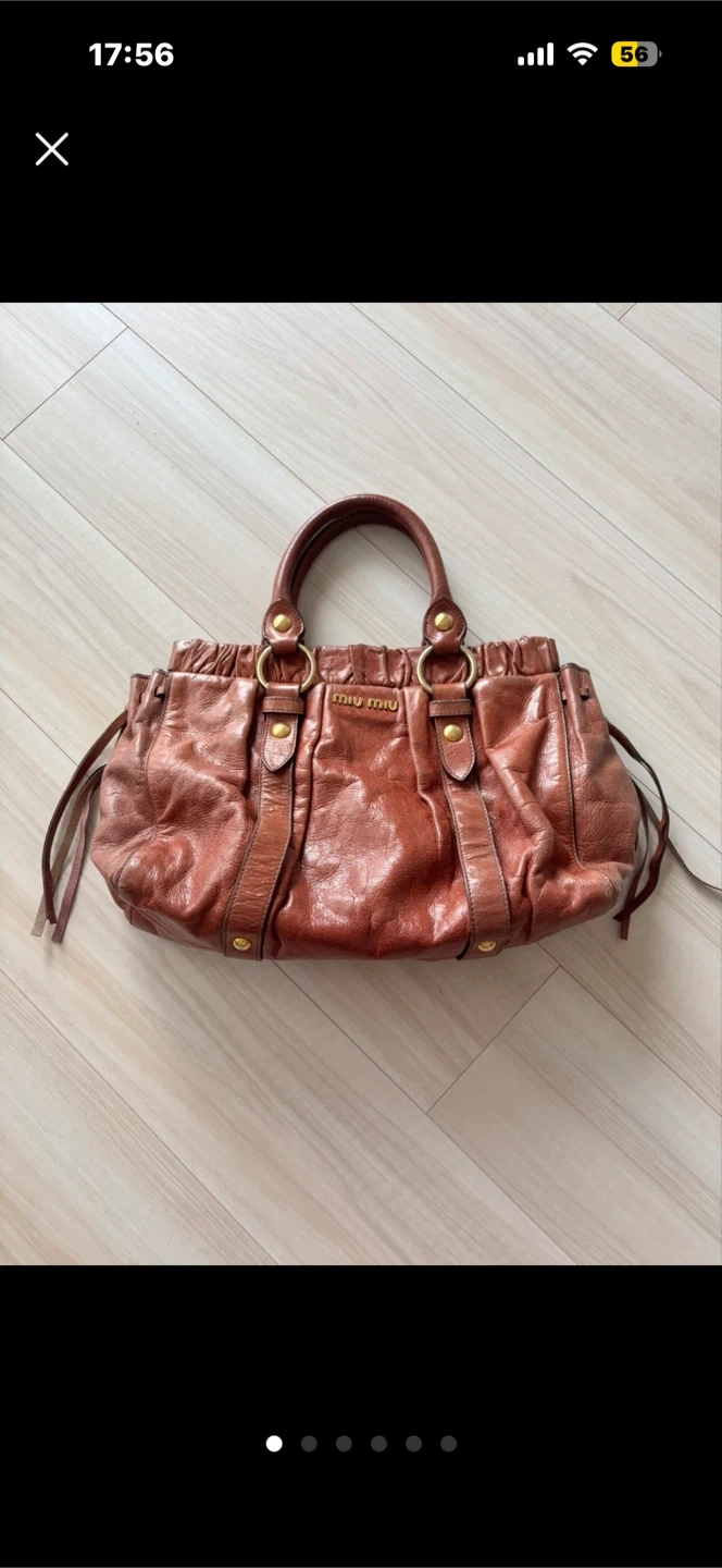 ミュウミュウ 2way レザー ショルダーバッグ ブラウン