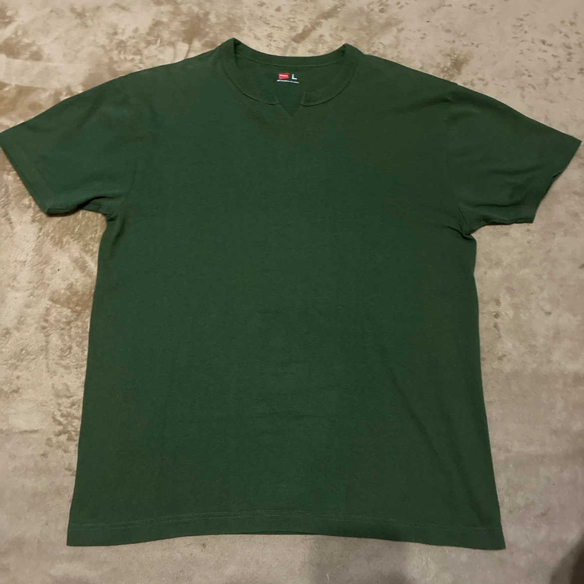 Hanes ヘンリーネック Tシャツ カーキ Lサイズ