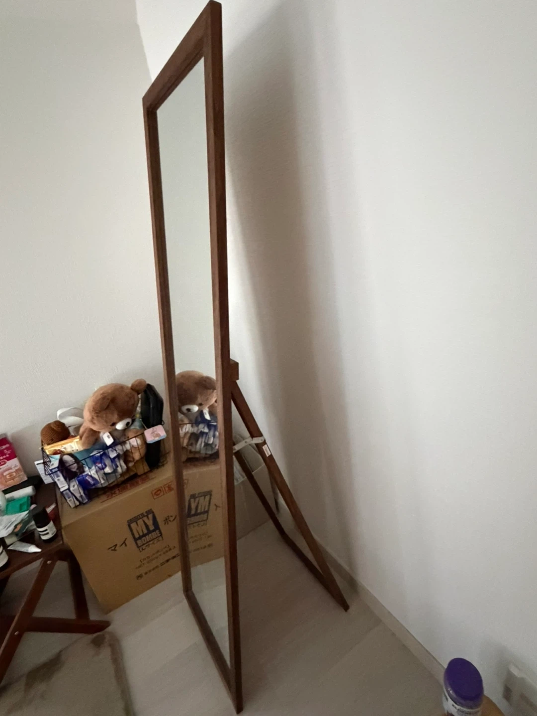 木製 スタンドミラー 姿見 ブラウン 41×42×148cm