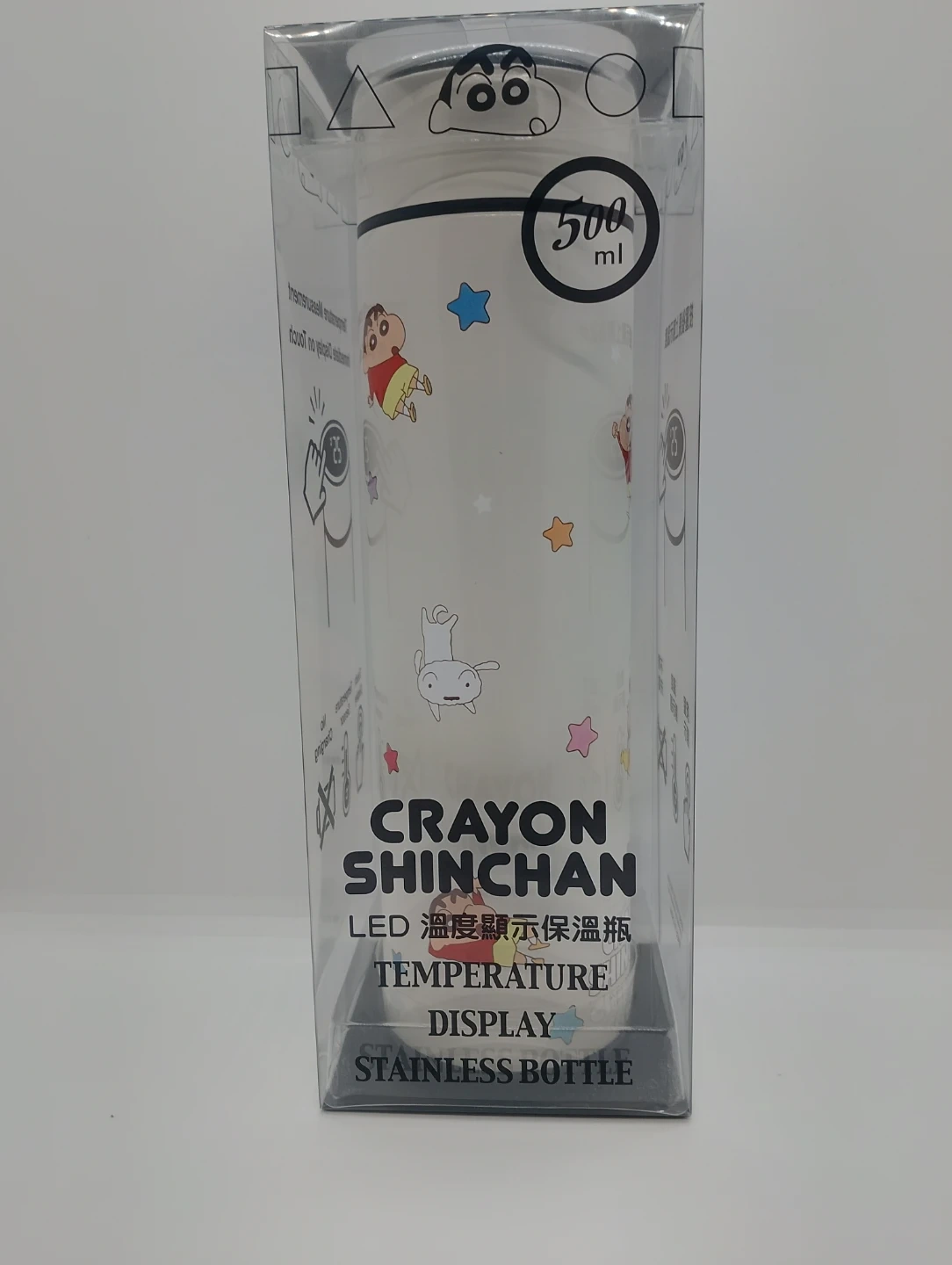 クレヨンしんちゃん 温度表示付きステンレスボトル 500ml アイボリー