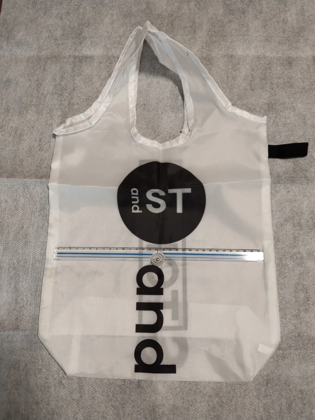 新品 and ST tokyo エコバッグ ホワイト ゴム付き