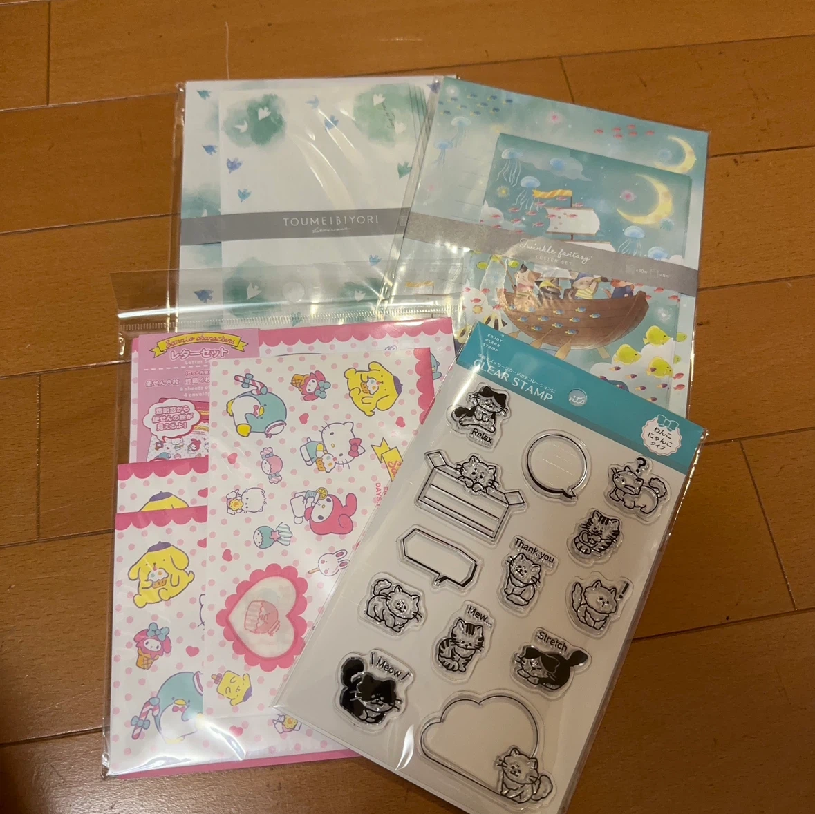 レターセット 3点セット まとめ売り クリアスタンプ アニマル