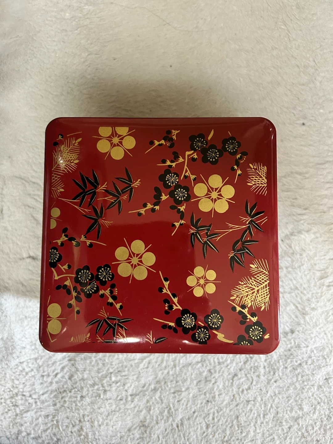 重箱 3段 赤色 梅柄 漆器の写真2枚目
