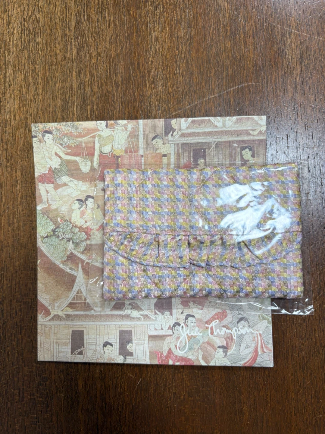 【新品】タイシルク ジムトンプソン ポケットティッシュケースチェック柄 フリル