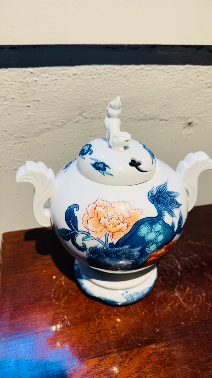 【美品】中国陶磁器 龍・鳳凰文 蓋付き壺 香炉 飾り壺 高さ約25cm インテリア 引き取り限定の写真7枚目