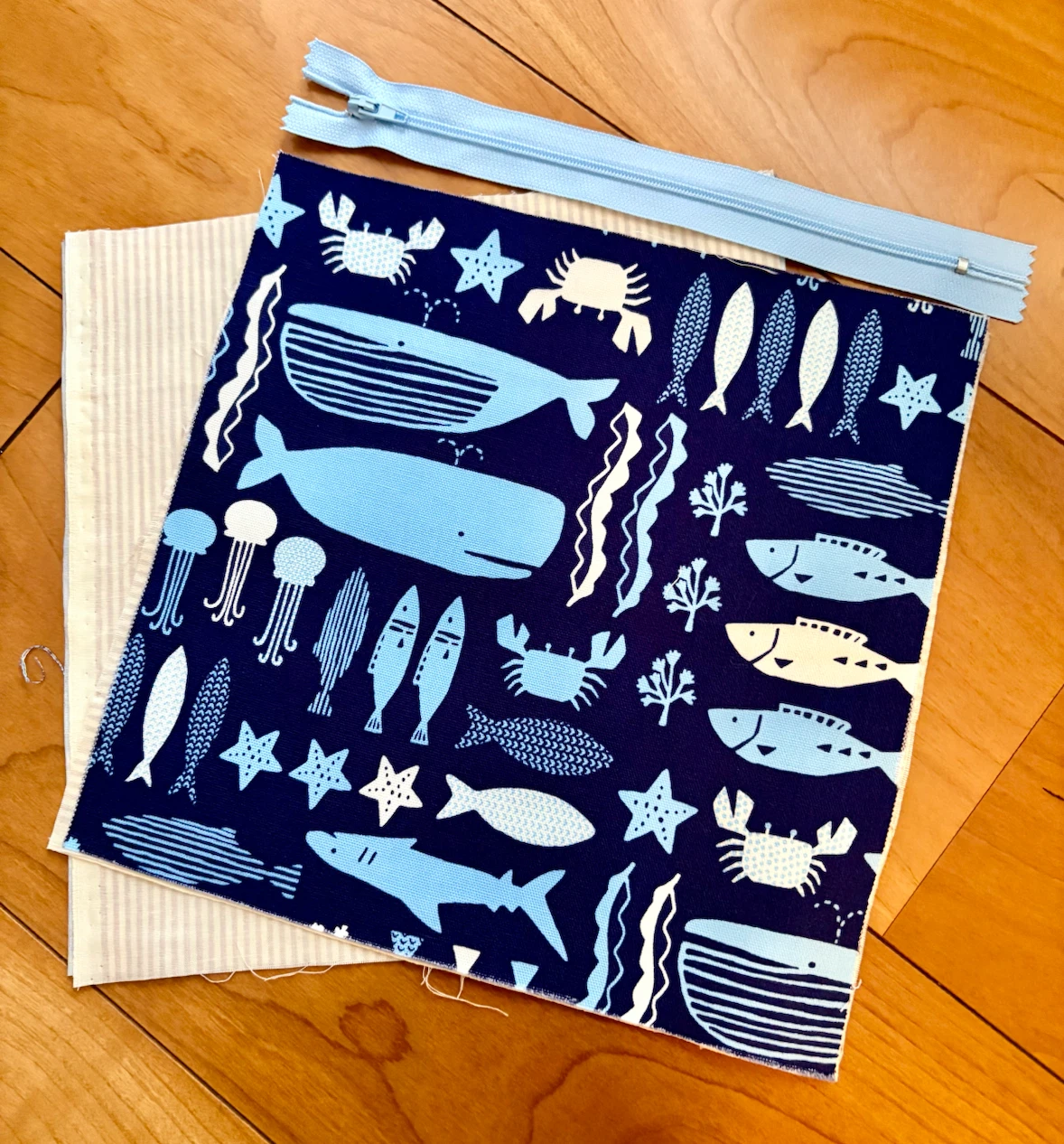 ハンドメイド用ポーチキット（海の生き物柄）