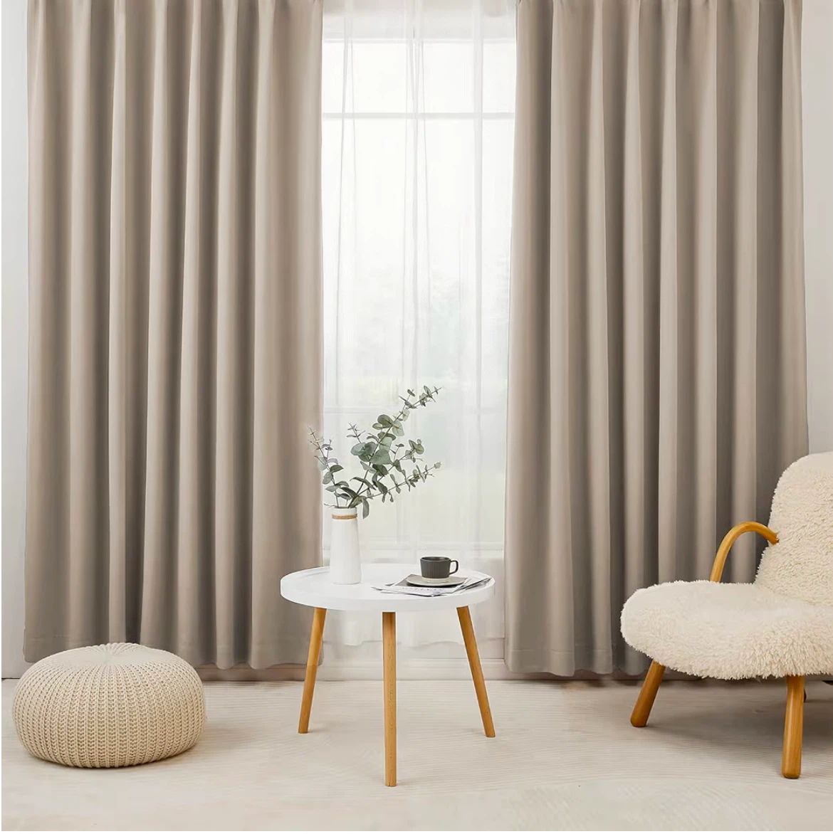 カーテン ベージュ 無地 シンプル× 2パックの写真4枚目