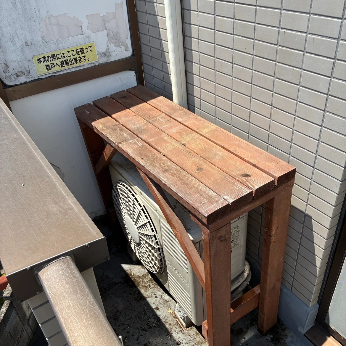 エアコン室外機カバー 室外機ラック　木製　自作