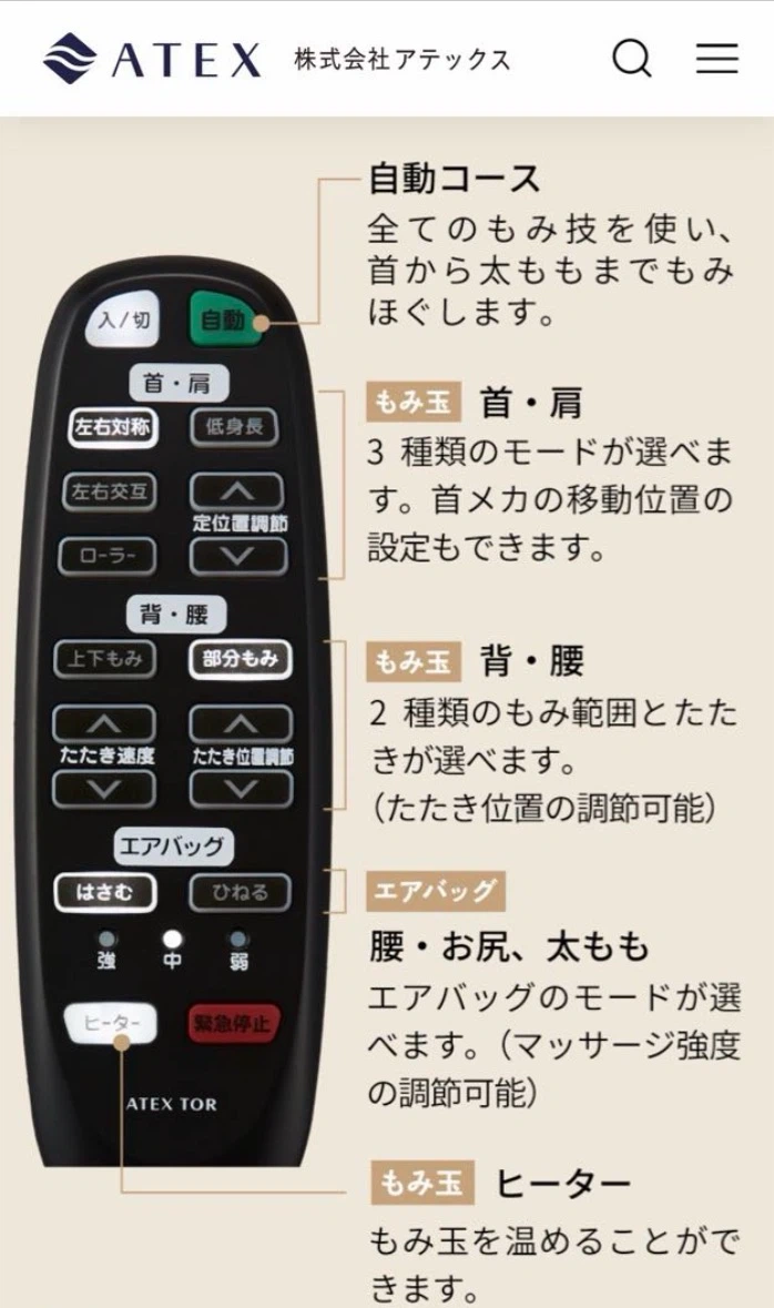 アテックス マッサージシート AX-HP222の写真3枚目