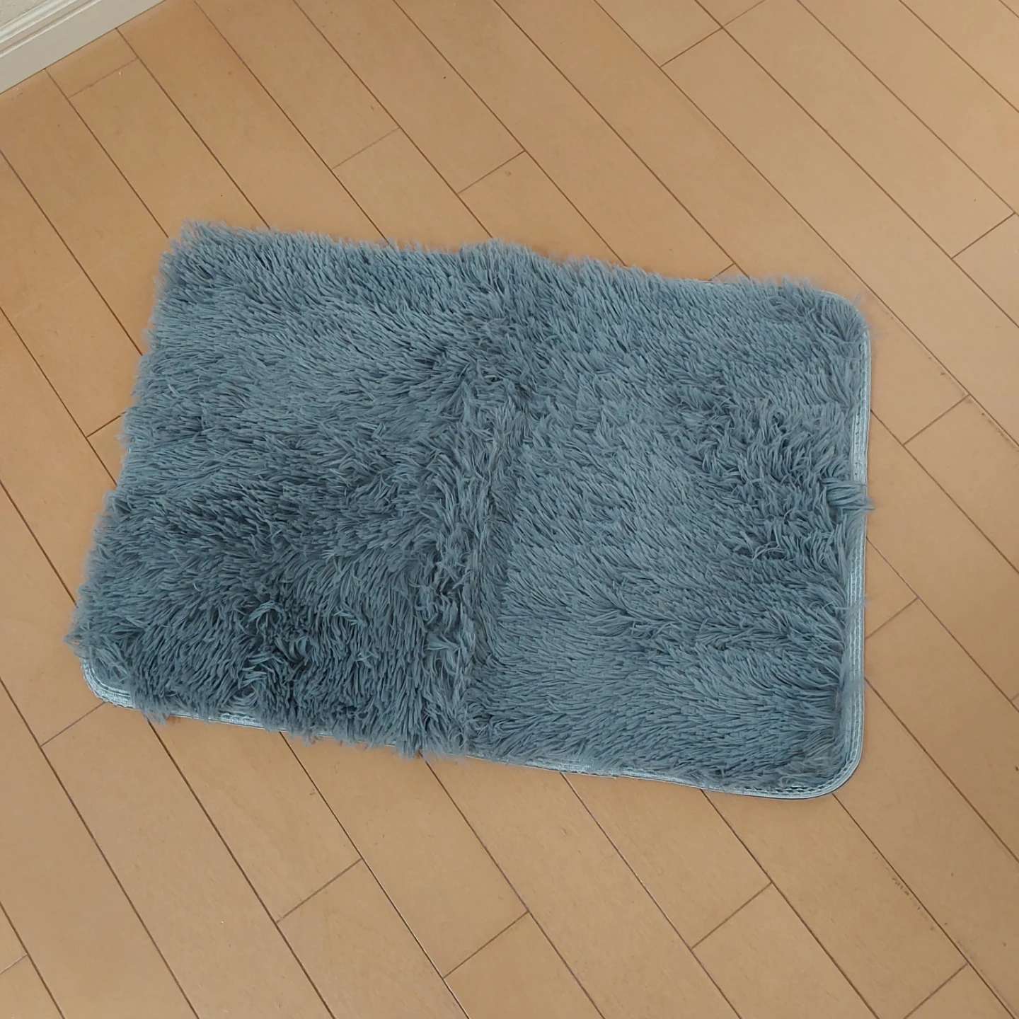 ふわふわ 長毛ラグマット グレー 滑り止め付き