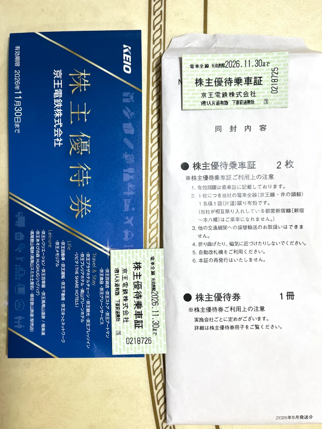京王百貨店•京王電車など京王グループの株主優待割引券の冊子
