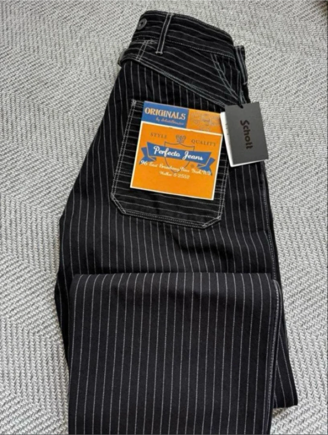 【新品未使用】Schott/ショット ヒッコリー デニムパンツ ブラック 34の写真3枚目