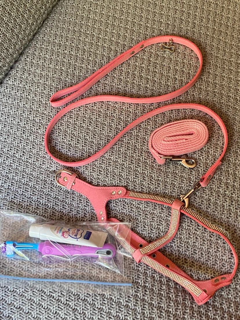 ペット用 ハーネス リード セット ピンク ラインストーン